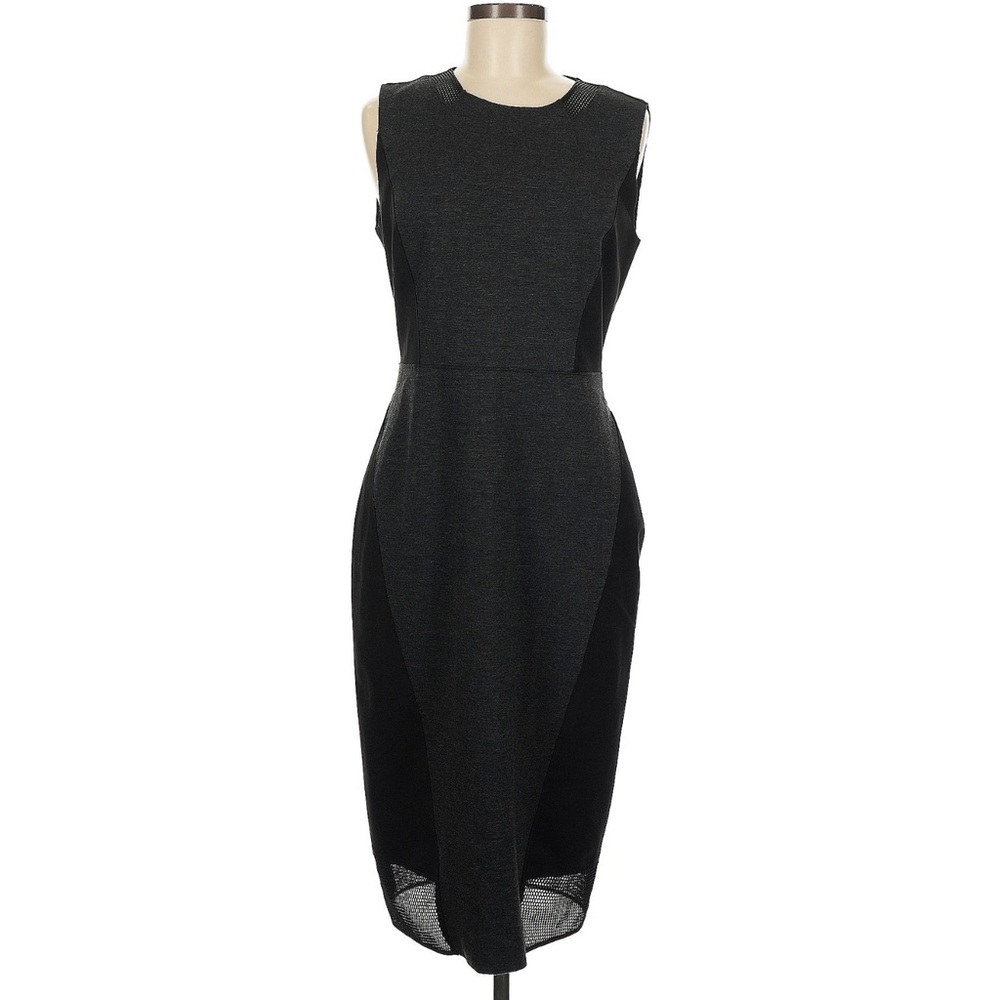 Elie Tahari Black Sheath Midi Dress